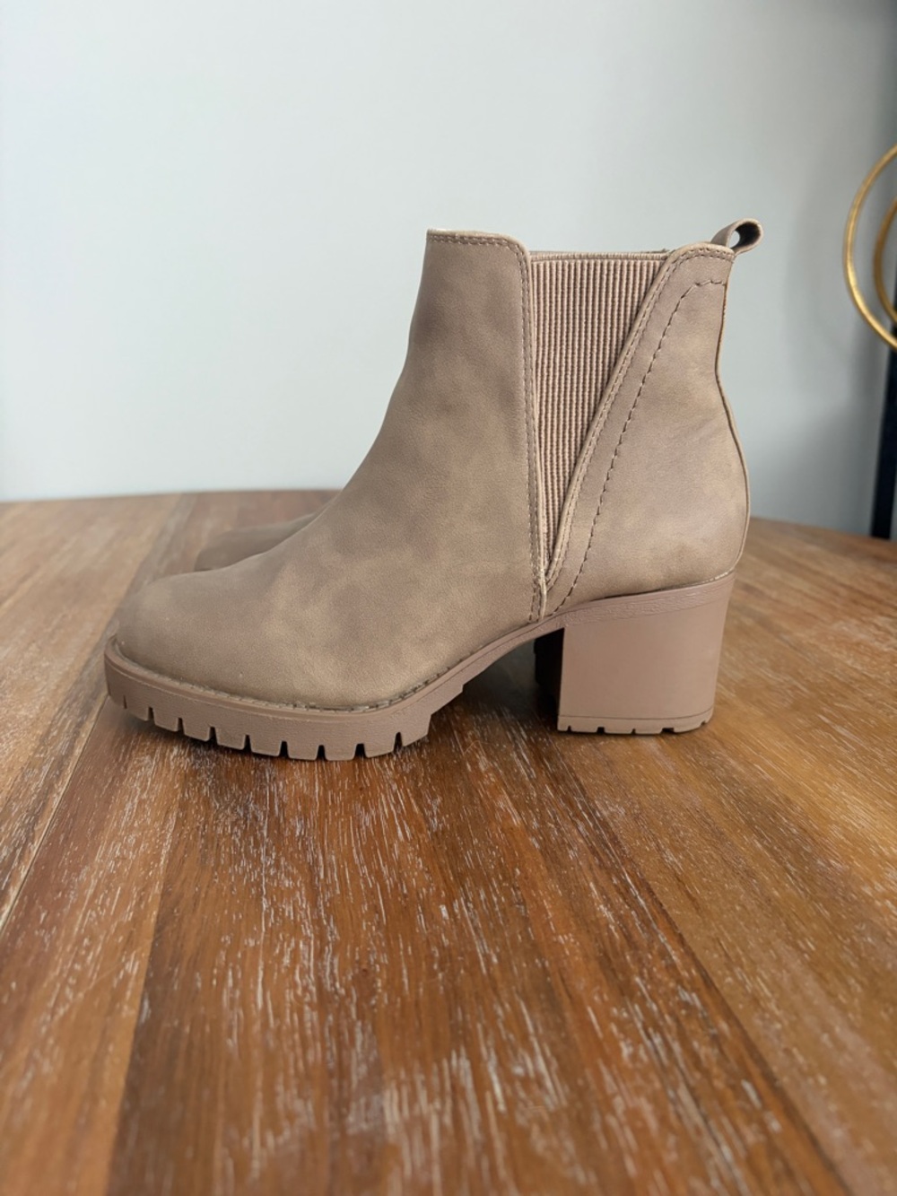 Altar'd State Taupe Chelsea Lug Heel Booties